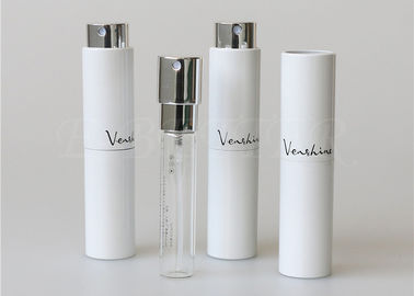 Twist putih mewah dan botol semprot parfum spritz atomiser 10ml aluminium dengan logo kustom